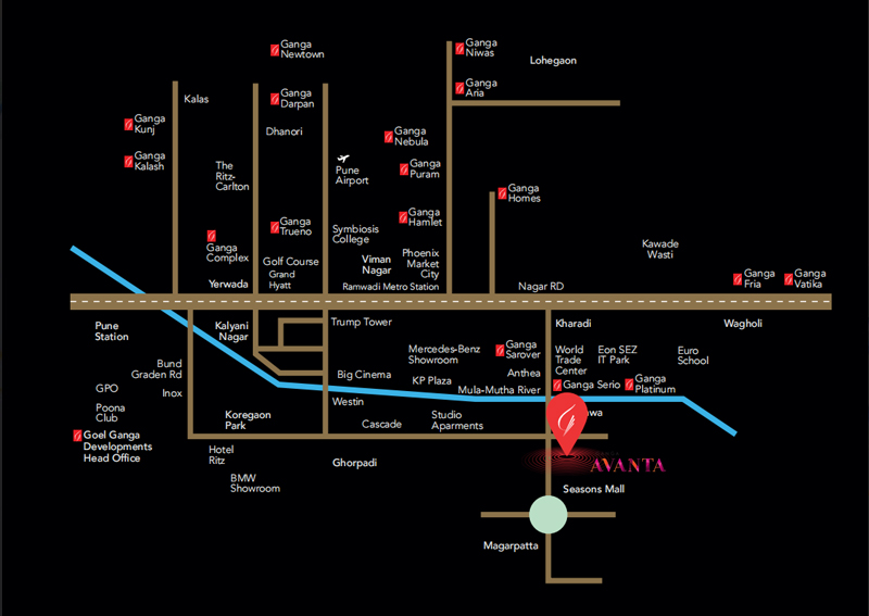 Ganga Avanta Location Map